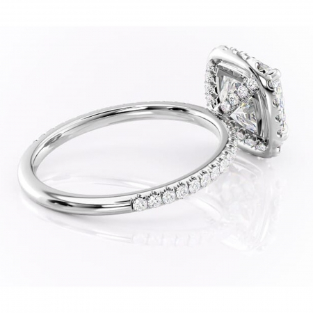 Inel de logodnă Serelith din aur Alb 14kt cu moissanite tăietură pernă – Halo rafinată pentru profil înalt | Personalizează și configurează gratuit online [2]