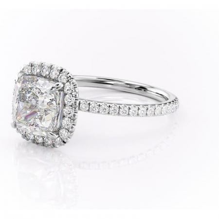 Inel de logodnă Serelith din aur Alb 14kt cu moissanite tăietură pernă – Halo rafinată pentru profil înalt | Personalizează și configurează gratuit online [6]