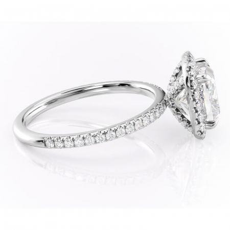 Inel de logodnă Serelith din aur Alb 14kt cu moissanite tăietură pernă – Halo rafinată pentru profil înalt | Personalizează și configurează gratuit online [1]