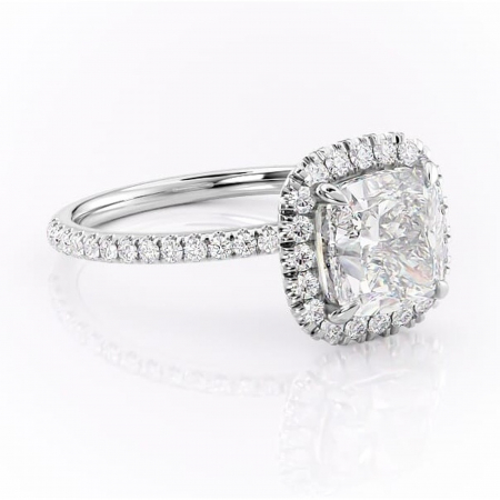 Pernă - Inel de logodnă Serelith din aur Alb 14kt cu moissanite tăietură pernă – Halo rafinată pentru profil înalt | Personalizează și configurează gratuit online