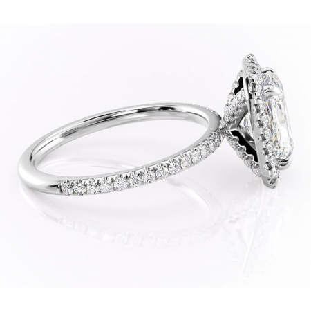 Inel de logodnă Serelith din aur Alb 14kt cu moissanite tăietură radiantă – Halo rafinată pentru profil înalt | Personalizează și configurează gratuit online [1]