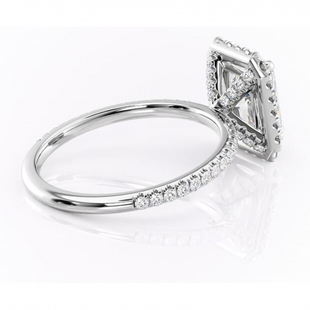 Inel de logodnă Serelith din aur Alb 14kt cu moissanite tăietură radiantă – Halo rafinată pentru profil înalt | Personalizează și configurează gratuit online [2]