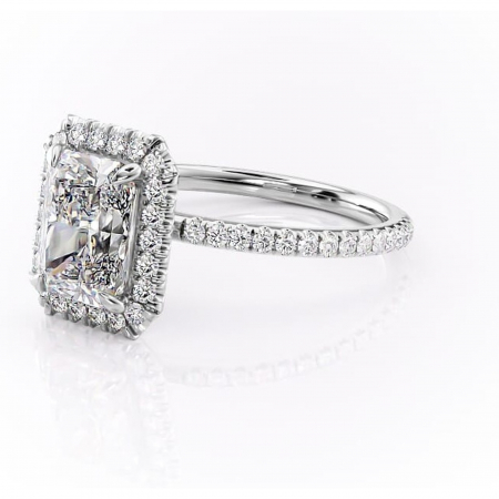 Inel de logodnă Serelith din aur Alb 14kt cu moissanite tăietură radiantă – Halo rafinată pentru profil înalt | Personalizează și configurează gratuit online [6]