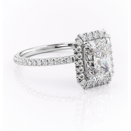 Radiantă - Inel de logodnă Serelith din aur Alb 14kt cu moissanite tăietură radiantă – Halo rafinată pentru profil înalt | Personalizează și configurează gratuit online