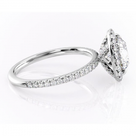 Inel de logodnă Serelith din aur Alb 14kt cu moissanite tăietură rotundă – Halo rafinată pentru profil înalt | Personalizează și configurează gratuit online [1]