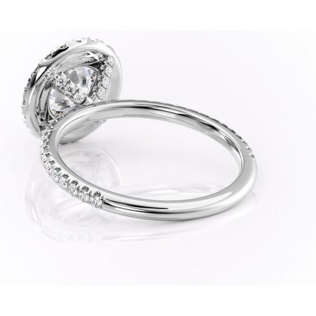Inel de logodnă Serelith din aur Alb 14kt cu moissanite tăietură rotundă – Halo rafinată pentru profil înalt | Personalizează și configurează gratuit online [3]