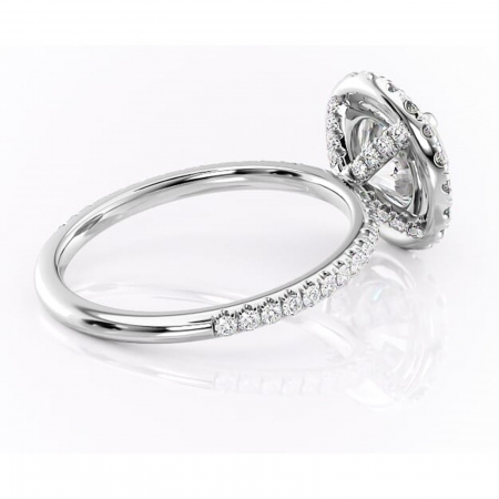 Inel de logodnă Serelith din aur Alb 14kt cu moissanite tăietură rotundă – Halo rafinată pentru profil înalt | Personalizează și configurează gratuit online [2]