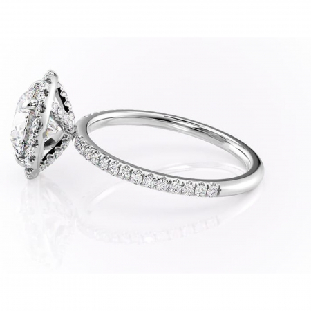 Inel de logodnă Serelith din aur Alb 14kt cu moissanite tăietură rotundă – Halo rafinată pentru profil înalt | Personalizează și configurează gratuit online [5]