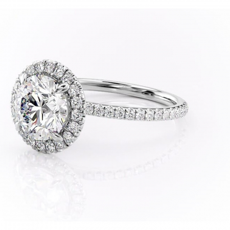 Inel de logodnă Serelith din aur Alb 14kt cu moissanite tăietură rotundă – Halo rafinată pentru profil înalt | Personalizează și configurează gratuit online [6]