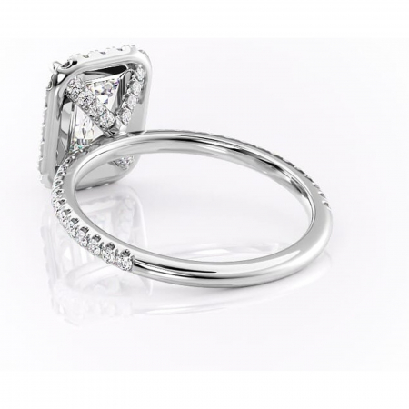 Inel de logodnă Serelith din aur Alb 14kt cu moissanite tăietură smarald – Halo rafinată pentru profil înalt | Personalizează și configurează gratuit online [3]