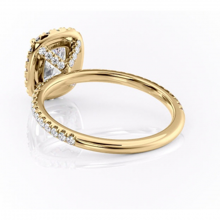 Inel de logodnă Serelith din aur Galben 14kt cu moissanite tăietură asscher – Halo rafinată pentru profil înalt | Personalizează și configurează gratuit online [3]