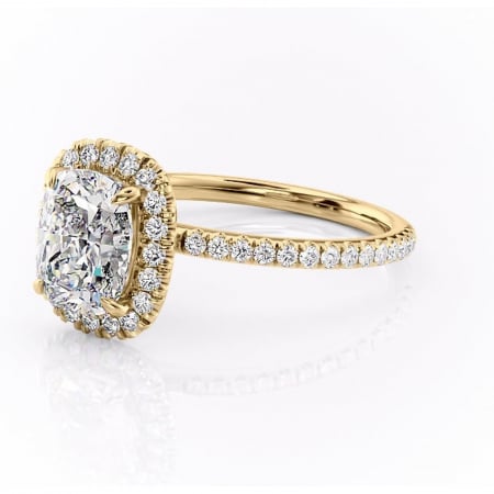 Inel de logodnă Serelith din aur Galben 14kt cu moissanite tăietură asscher – Halo rafinată pentru profil înalt | Personalizează și configurează gratuit online [6]