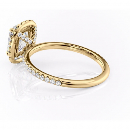 Inel de logodnă Serelith din aur Galben 14kt cu moissanite tăietură asscher – Halo rafinată pentru profil înalt | Personalizează și configurează gratuit online [4]