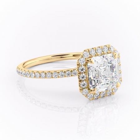Asscher - Inel de logodnă Serelith din aur Galben 18kt cu moissanite tăietură asscher – Halo rafinată pentru profil înalt | Personalizează și configurează gratuit online