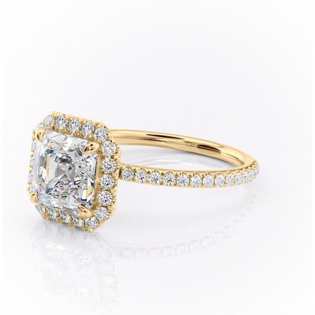 Inel de logodnă Serelith din aur Galben 14kt cu moissanite tăietură asscher – Halo rafinată pentru profil înalt | Personalizează și configurează gratuit online [6]