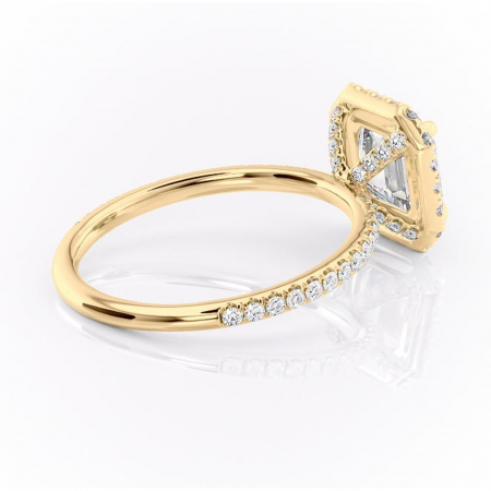 Inel de logodnă Serelith din aur Galben 14kt cu moissanite tăietură asscher – Halo rafinată pentru profil înalt | Personalizează și configurează gratuit online [2]