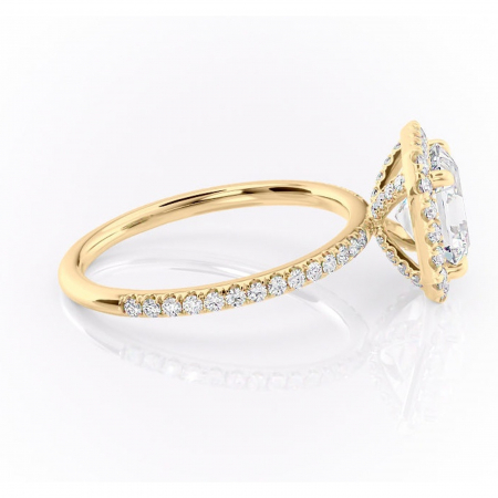 Inel de logodnă Serelith din aur Galben 14kt cu moissanite tăietură asscher – Halo rafinată pentru profil înalt | Personalizează și configurează gratuit online [1]