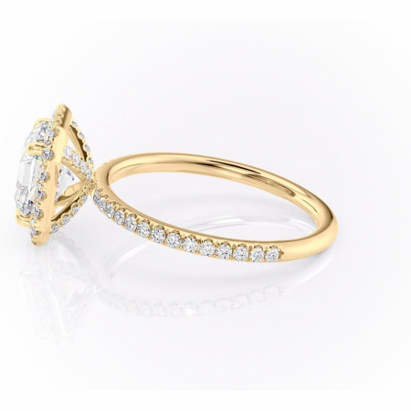 Inel de logodnă Serelith din aur Galben 14kt cu moissanite tăietură asscher – Halo rafinată pentru profil înalt | Personalizează și configurează gratuit online [5]