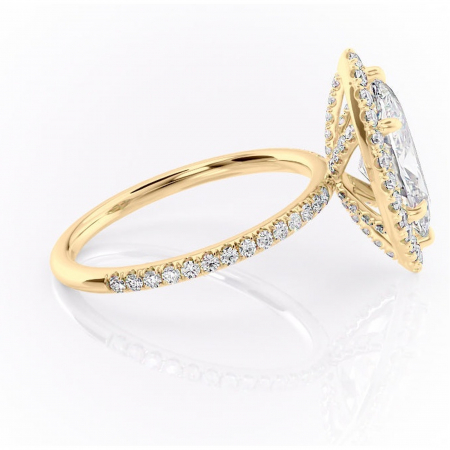 Inel de logodnă Serelith din aur Galben 14kt cu moissanite tăietură marquise – Halo rafinată pentru profil înalt | Personalizează și configurează gratuit online [1]