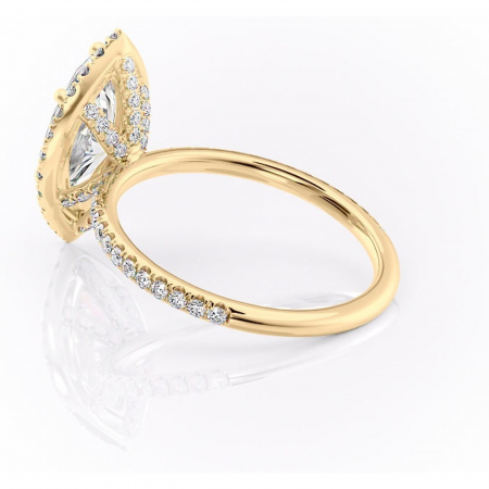 Inel de logodnă Serelith din aur Galben 14kt cu moissanite tăietură marquise – Halo rafinată pentru profil înalt | Personalizează și configurează gratuit online [4]