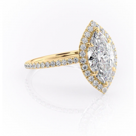 Aur galben - Inel de logodnă Serelith din aur Galben 18kt cu moissanite tăietură marquise – Halo rafinată pentru profil înalt | Personalizează și configurează gratuit online