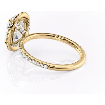 Inel de logodnă Serelith din aur Galben 14kt cu moissanite tăietură ovală – Halo rafinată pentru profil înalt | Personalizează și configurează gratuit online [4]