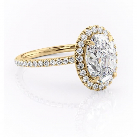 Aur galben - Inel de logodnă Serelith din aur Galben 18kt cu moissanite tăietură ovală – Halo rafinată pentru profil înalt | Personalizează și configurează gratuit online