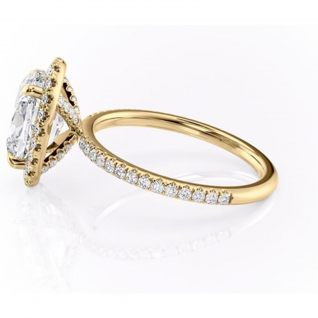 Inel de logodnă Serelith din aur Galben 14kt cu moissanite tăietură ovală – Halo rafinată pentru profil înalt | Personalizează și configurează gratuit online [5]