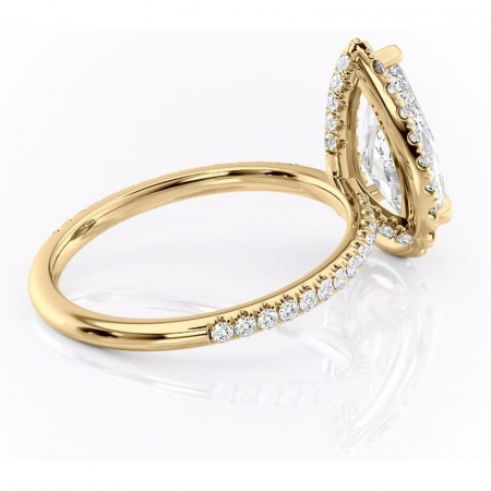 Inel de logodnă Serelith din aur Galben 14kt cu moissanite tăietură pară – Halo rafinată pentru profil înalt | Personalizează și configurează gratuit online [2]