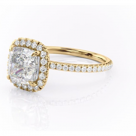 Inel de logodnă Serelith din aur Galben 18kt cu moissanite tăietură pernă – Halo rafinată pentru profil înalt | Personalizează și configurează gratuit online [6]