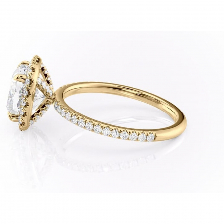 Inel de logodnă Serelith din aur Galben 18kt cu moissanite tăietură pernă – Halo rafinată pentru profil înalt | Personalizează și configurează gratuit online [5]