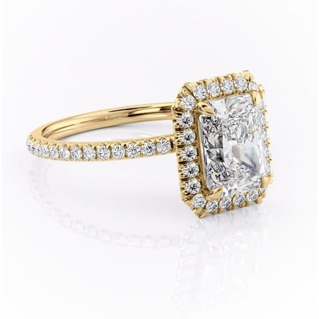 Aur galben - Inel de logodnă Serelith din aur Galben 18kt cu moissanite tăietură radiantă – Halo rafinată pentru profil înalt | Personalizează și configurează gratuit online