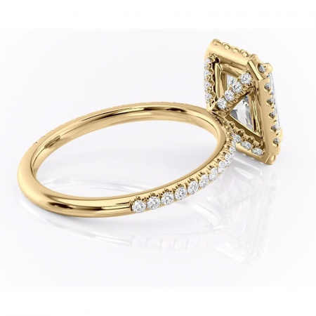 Inel de logodnă Serelith din aur Galben 14kt cu moissanite tăietură radiantă – Halo rafinată pentru profil înalt | Personalizează și configurează gratuit online [2]