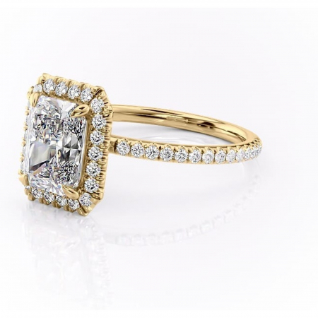 Inel de logodnă Serelith din aur Galben 14kt cu moissanite tăietură radiantă – Halo rafinată pentru profil înalt | Personalizează și configurează gratuit online [6]