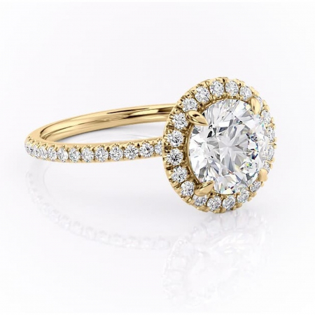 Aur galben - Inel de logodnă Serelith din aur Galben 14kt cu moissanite tăietură rotundă – Halo rafinată pentru profil înalt | Personalizează și configurează gratuit online