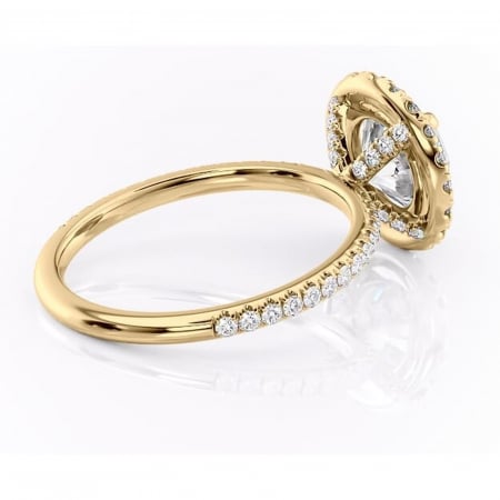 Inel de logodnă Serelith din aur Galben 14kt cu moissanite tăietură rotundă – Halo rafinată pentru profil înalt | Personalizează și configurează gratuit online [2]