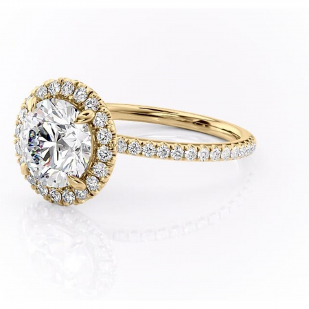 Inel de logodnă Serelith din aur Galben 14kt cu moissanite tăietură rotundă – Halo rafinată pentru profil înalt | Personalizează și configurează gratuit online [6]