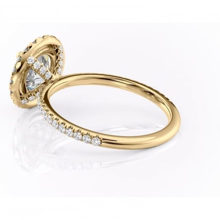 Inel de logodnă Serelith din aur Galben 14kt cu moissanite tăietură rotundă – Halo rafinată pentru profil înalt | Personalizează și configurează gratuit online [4]