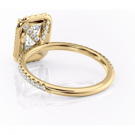 Inel de logodnă Serelith din aur Galben 14kt cu moissanite tăietură smarald – Halo rafinată pentru profil înalt | Personalizează și configurează gratuit online [3]