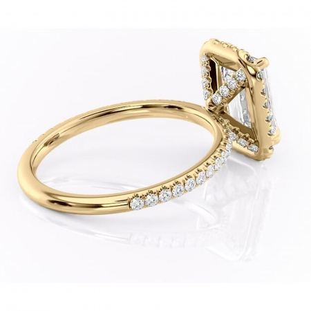 Inel de logodnă Serelith din aur Galben 14kt cu moissanite tăietură smarald – Halo rafinată pentru profil înalt | Personalizează și configurează gratuit online [2]