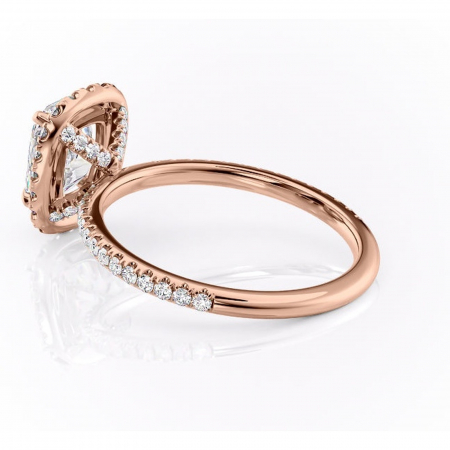 Inel de logodnă Serelith din aur Rose 14kt cu moissanite tăietură asscher – Halo rafinată pentru profil înalt | Personalizează și configurează gratuit online [4]