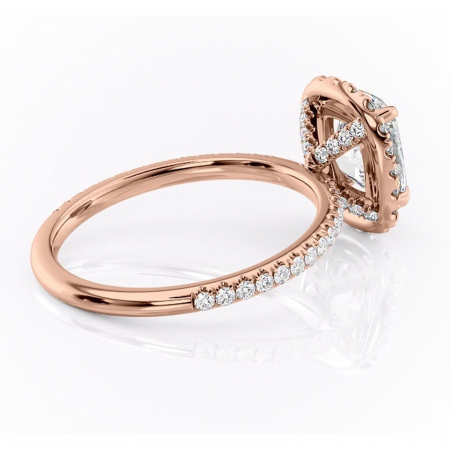 Inel de logodnă Serelith din aur Rose 14kt cu moissanite tăietură asscher – Halo rafinată pentru profil înalt | Personalizează și configurează gratuit online [2]
