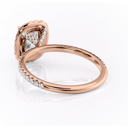 Inel de logodnă Serelith din aur Rose 14kt cu moissanite tăietură asscher – Halo rafinată pentru profil înalt | Personalizează și configurează gratuit online [3]