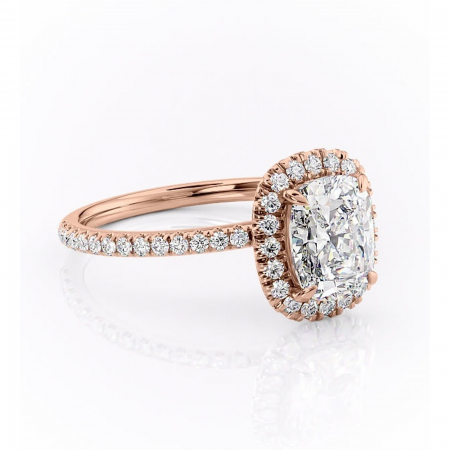 18K - Inel de logodnă Serelith din aur Rose 14kt cu moissanite tăietură asscher – Halo rafinată pentru profil înalt | Personalizează și configurează gratuit online