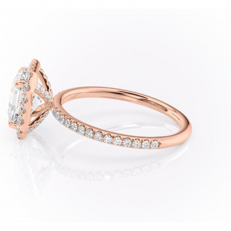 Inel de logodnă Serelith din aur Rose 14kt cu moissanite tăietură asscher – Halo rafinată pentru profil înalt | Personalizează și configurează gratuit online [5]