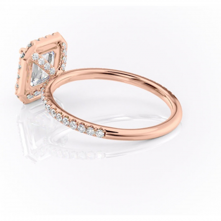 Inel de logodnă Serelith din aur Rose 14kt cu moissanite tăietură asscher – Halo rafinată pentru profil înalt | Personalizează și configurează gratuit online [4]