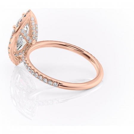 Inel de logodnă Serelith din aur Rose 18kt cu moissanite tăietură marquise – Halo rafinată pentru profil înalt | Personalizează și configurează gratuit online [4]