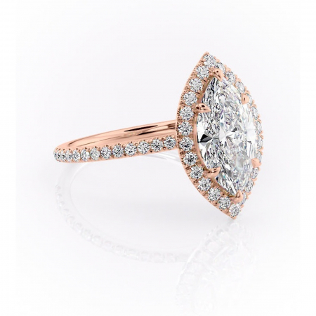 Marquise - Inel de logodnă Serelith din aur Rose 18kt cu moissanite tăietură marquise – Halo rafinată pentru profil înalt | Personalizează și configurează gratuit online