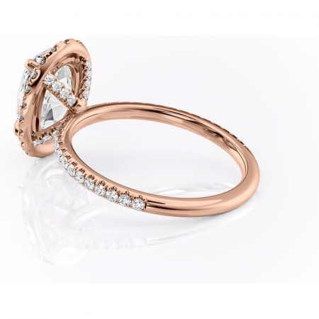 Inel de logodnă Serelith din aur Rose 14kt cu moissanite tăietură ovală – Halo rafinată pentru profil înalt | Personalizează și configurează gratuit online [4]