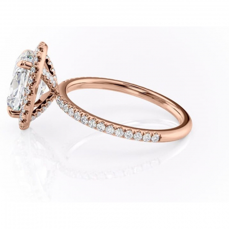 Inel de logodnă Serelith din aur Rose 14kt cu moissanite tăietură ovală – Halo rafinată pentru profil înalt | Personalizează și configurează gratuit online [5]